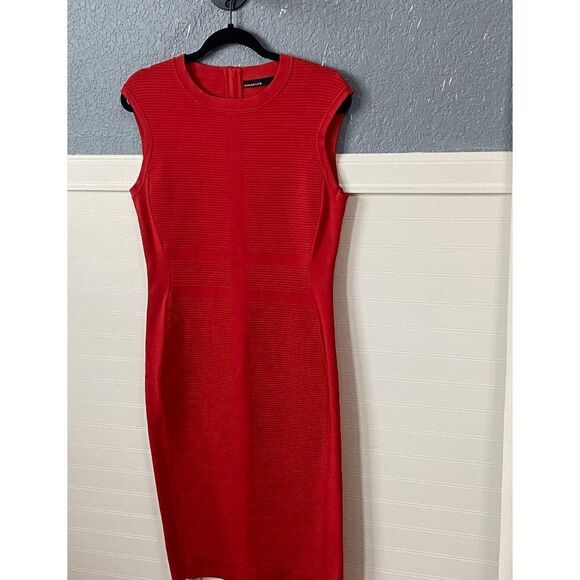 Karen Millen Women's Crew Neck Sleeveless Sheath Dress Red - Picture 3 of 11